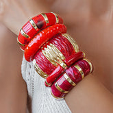 Red Geometric Acrylic Resin Cuff Bracelet