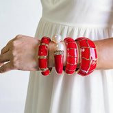 Exaggerated Red Geometric Enamel Cuff Bracelet