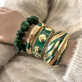 Hip Hop Green Dripping Oil Enamel Cuff Bracelet
