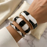 Black White Geometric Cuff Bracelet