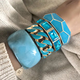 Vintage Punk Blue Enamel Cuff Bracelet