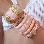 Pink Acrylic Resin Geometric Bracelet