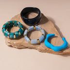 Exaggerated Blue Resin Acrylic Bangle Bracelet
