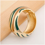 Green Geometric Enamel Cuff Bracelet