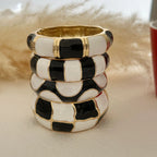 Black White Geometric Enamel Cuff Bracelets