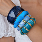 Exaggerated Blue Resin Acrylic Bangle Bracelet