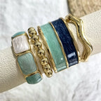 Punk Blue Green Enamel Cuff Bracelet