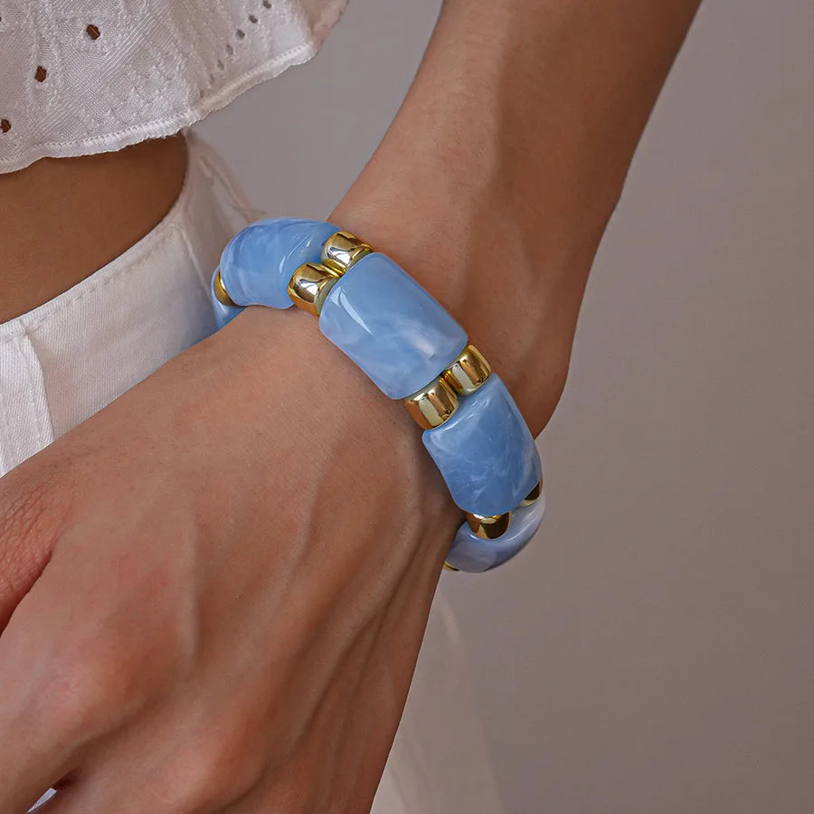 Exaggerated Blue Resin Acrylic Bangle Bracelet