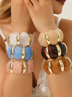 Amber Pumpkin Bead Bracelet