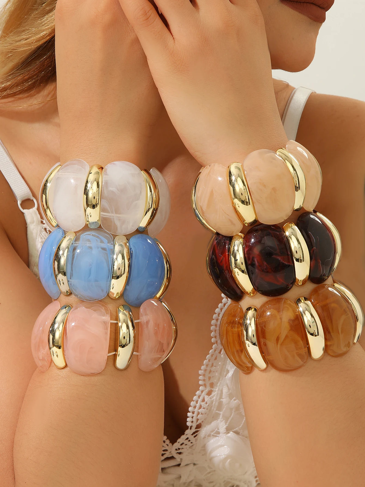 Amber Pumpkin Bead Bracelet