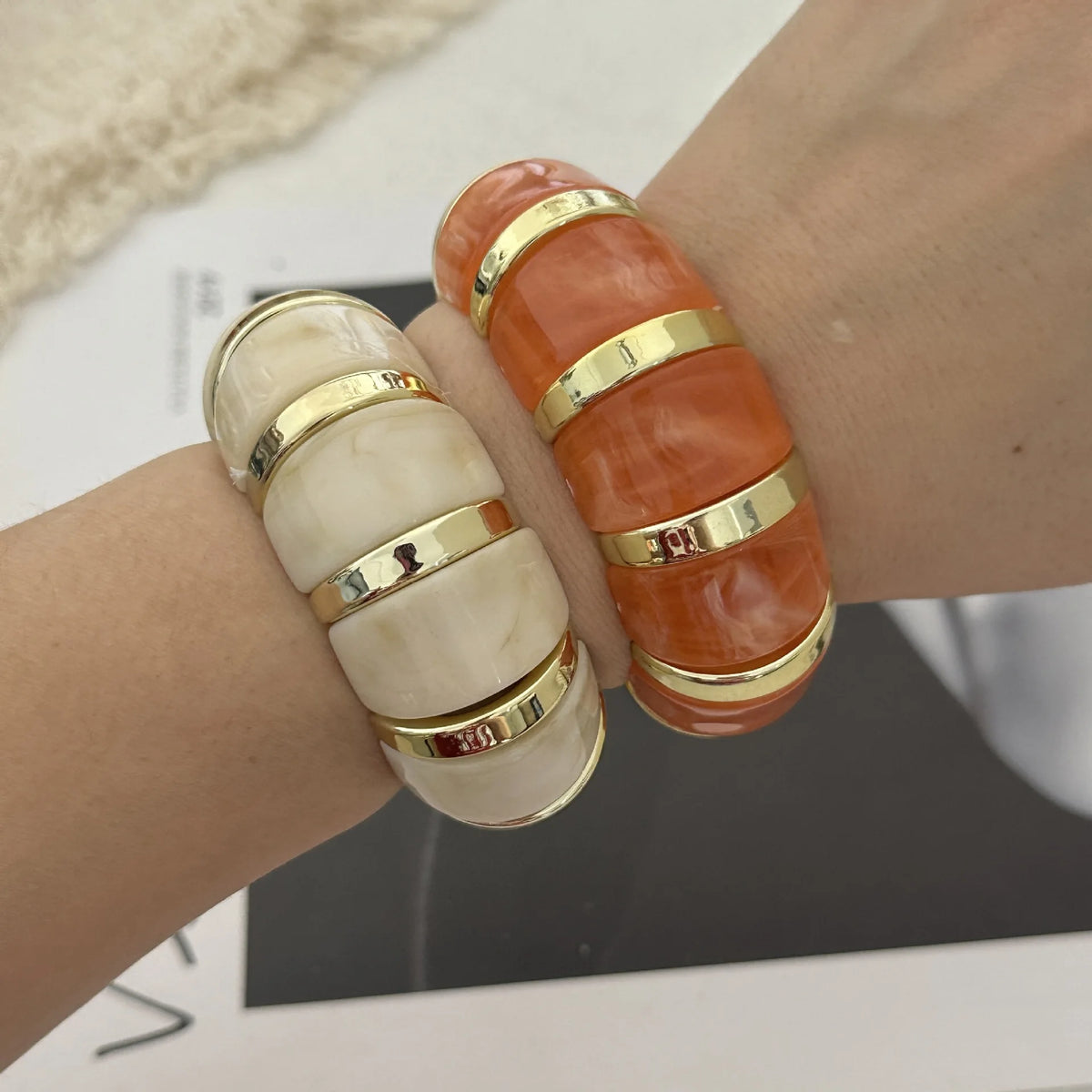 Vintage Punk Marble Texture Resin Bracelet