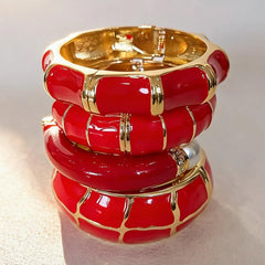 Exaggerated Red Geometric Enamel Cuff Bracelet