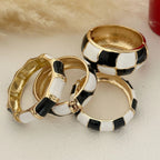 Black White Geometric Enamel Cuff Bracelets