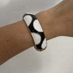 Black White Geometric Enamel Cuff Bracelets