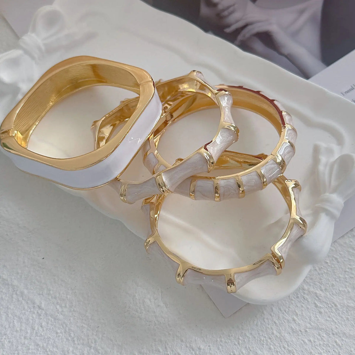 Vintage Dripping Oil Enamel Wave Cuff Bracelet