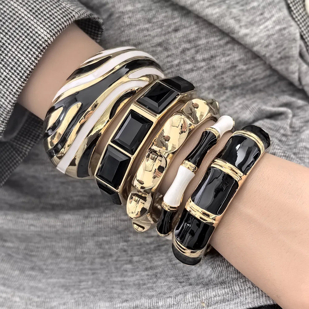 French Style Punk Dripping Oil Enamel Cuff Bracelet