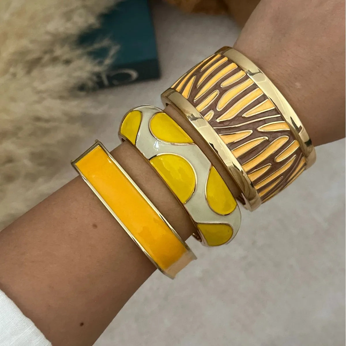 Yellow Dripping Oil Enamel Bracelet