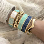 Punk Blue Green Enamel Cuff Bracelet