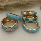 Punk Blue White Dripping Oil Enamel Cuff Bracelet