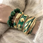 Hip Hop Green Dripping Oil Enamel Cuff Bracelet