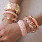 Pink Acrylic Resin Geometric Bracelet