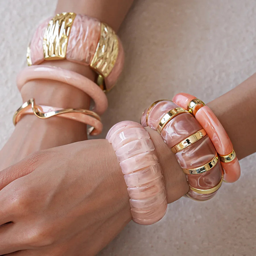 Pink Acrylic Resin Geometric Bracelet