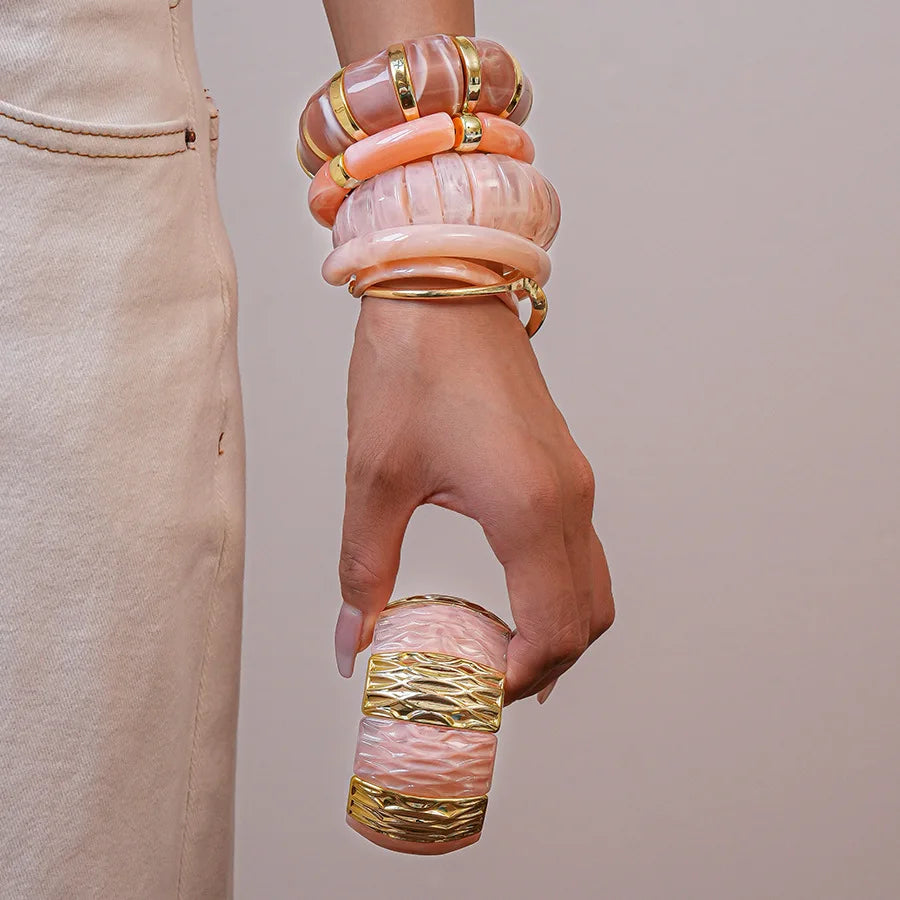 Pink Acrylic Resin Geometric Bracelet
