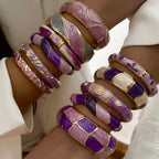 Elegant Purple Gradient Enamel Cuff Bracelet