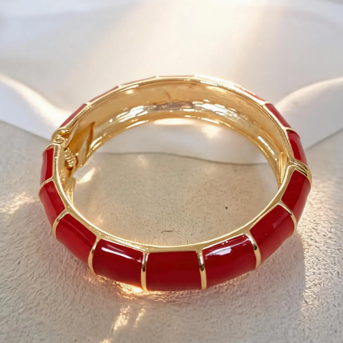 Exaggerated Red Geometric Enamel Cuff Bracelet