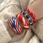 Vintage Red Dripping Oil Enamel Cuff Bracelet