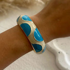 Punk Blue White Dripping Oil Enamel Cuff Bracelet