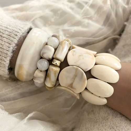 Bohemian Beige Geometric Resin Bracelet