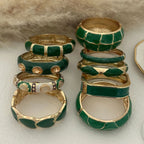 Vintage Green Drip Oil Rhinestone Cuff Bracelet