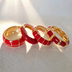 Exaggerated Red Geometric Enamel Cuff Bracelet