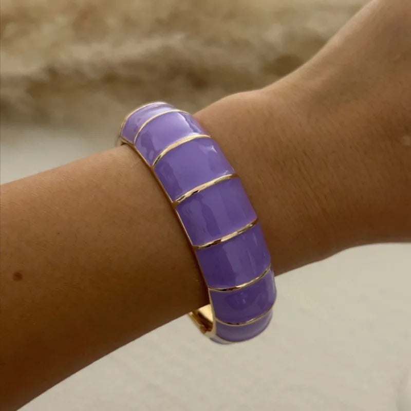 Vintage Purple Dripping Oil Enamel Cuff Bracelet