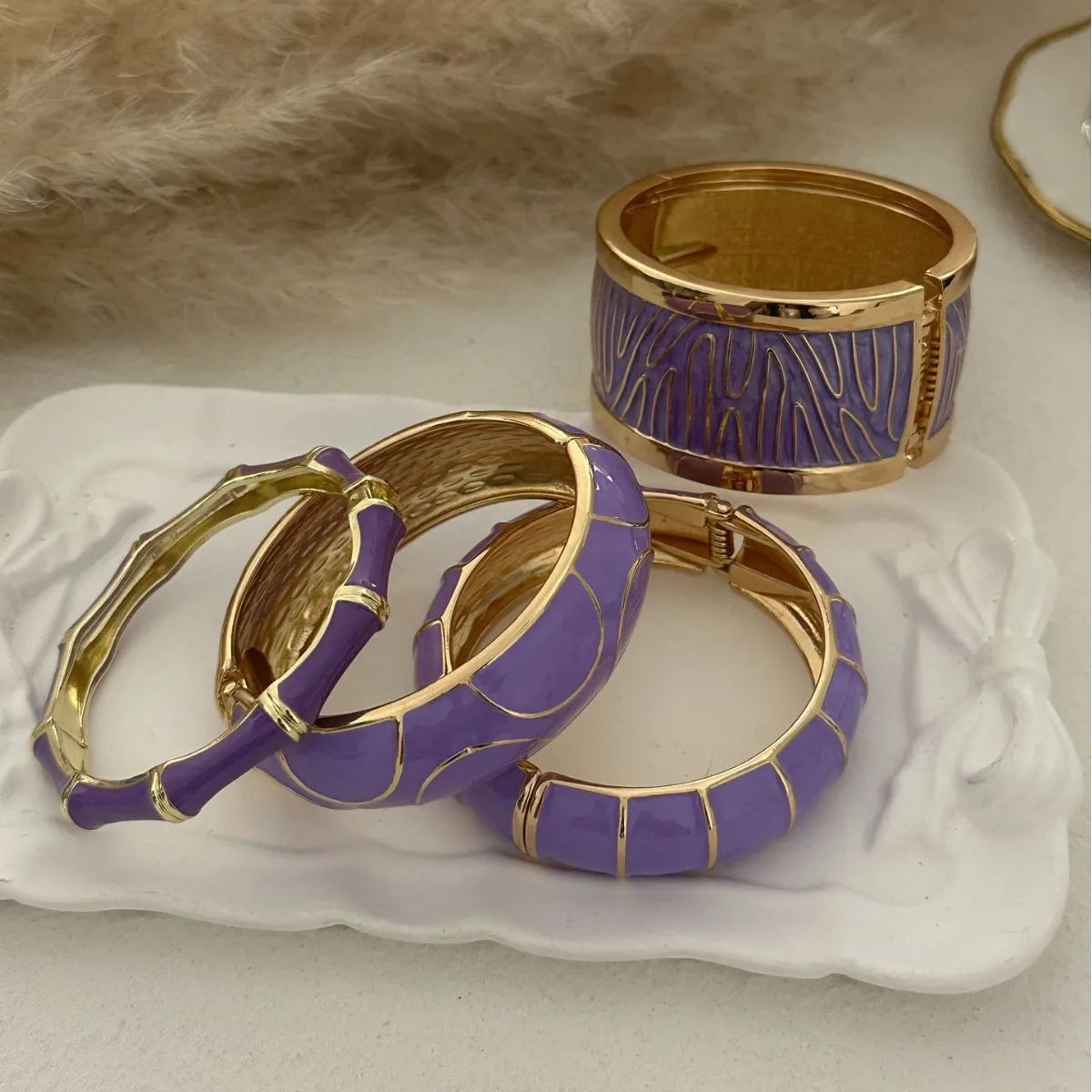 Vintage Purple Dripping Oil Enamel Cuff Bracelet