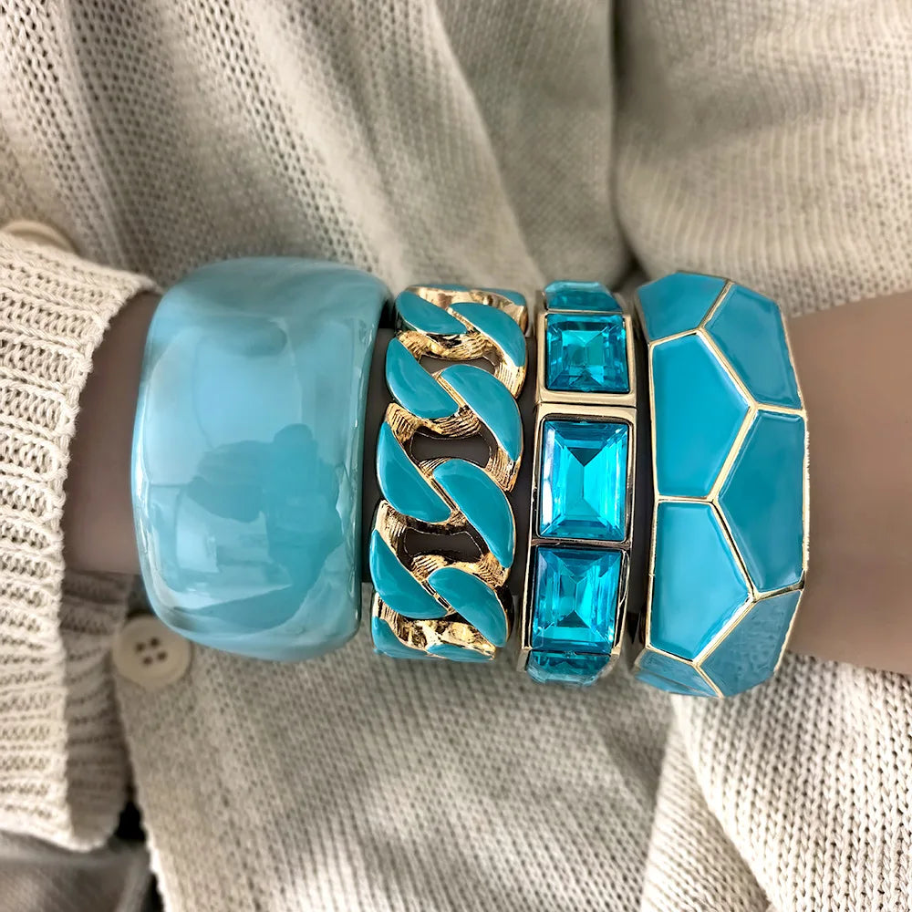 Vintage Punk Blue Enamel Cuff Bracelet