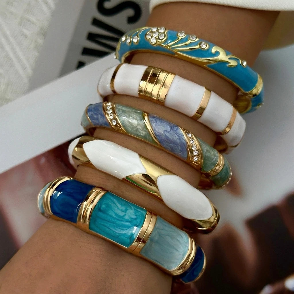 Floral Rhinestone Punk Cuff Bracelet