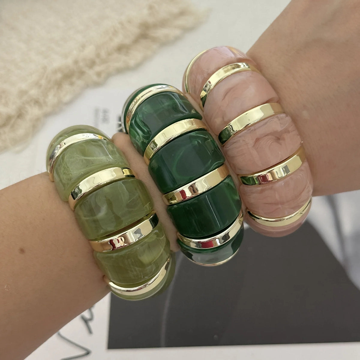 Vintage Punk Marble Texture Resin Bracelet