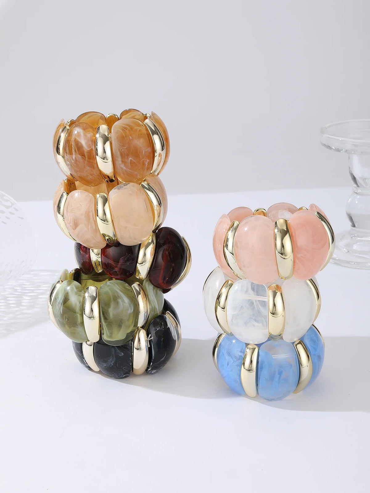 Amber Pumpkin Bead Bracelet