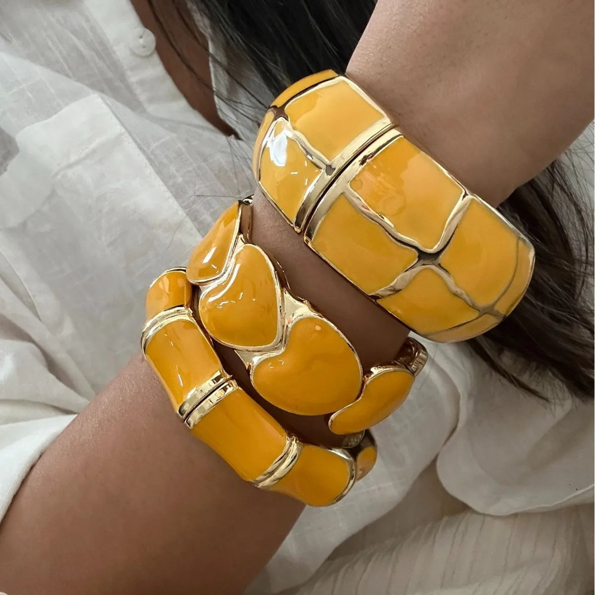 Yellow Dripping Oil Enamel Bracelet