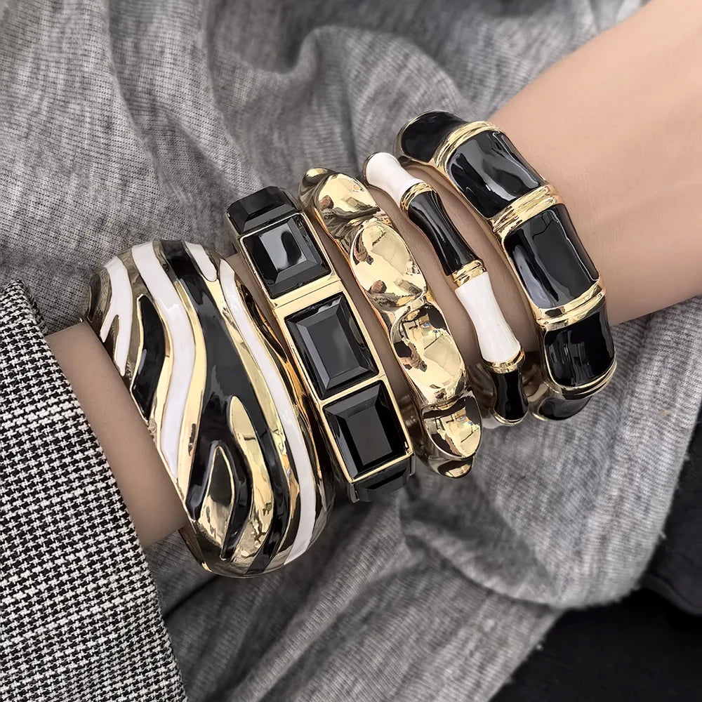 French Style Punk Dripping Oil Enamel Cuff Bracelet