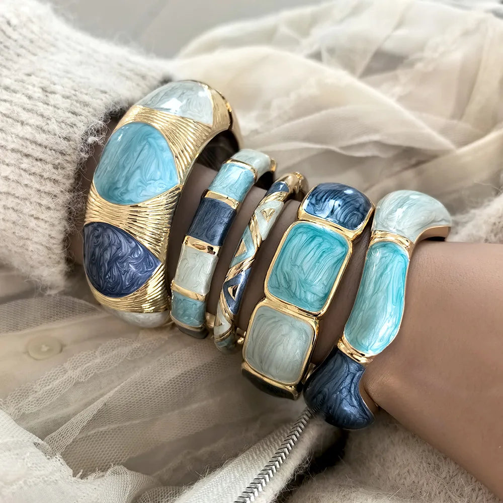 Punk Gold Enamel Cuff Bracelet