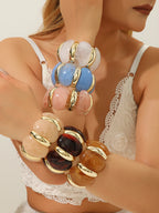 Amber Pumpkin Bead Bracelet
