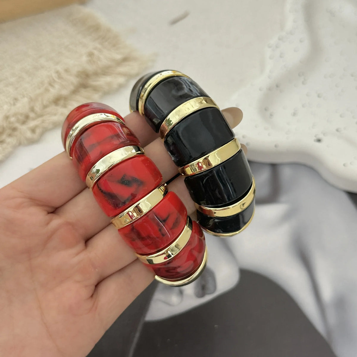 Vintage Punk Marble Texture Resin Bracelet