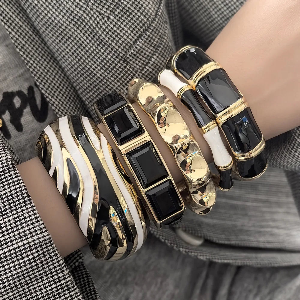 French Style Punk Dripping Oil Enamel Cuff Bracelet