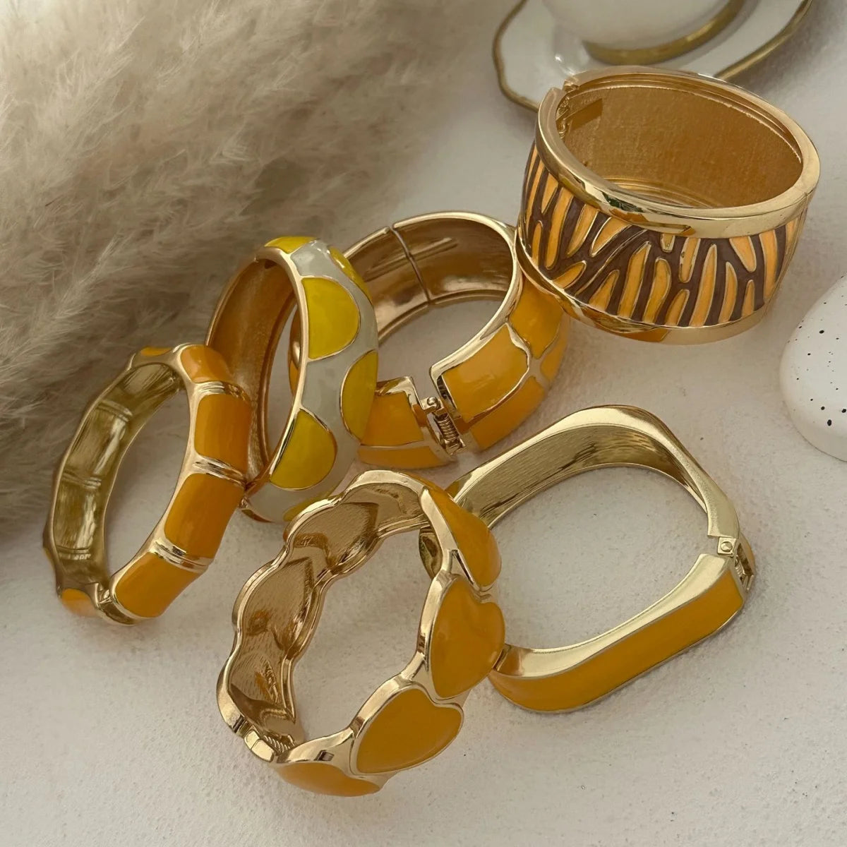 Yellow Dripping Oil Enamel Bracelet