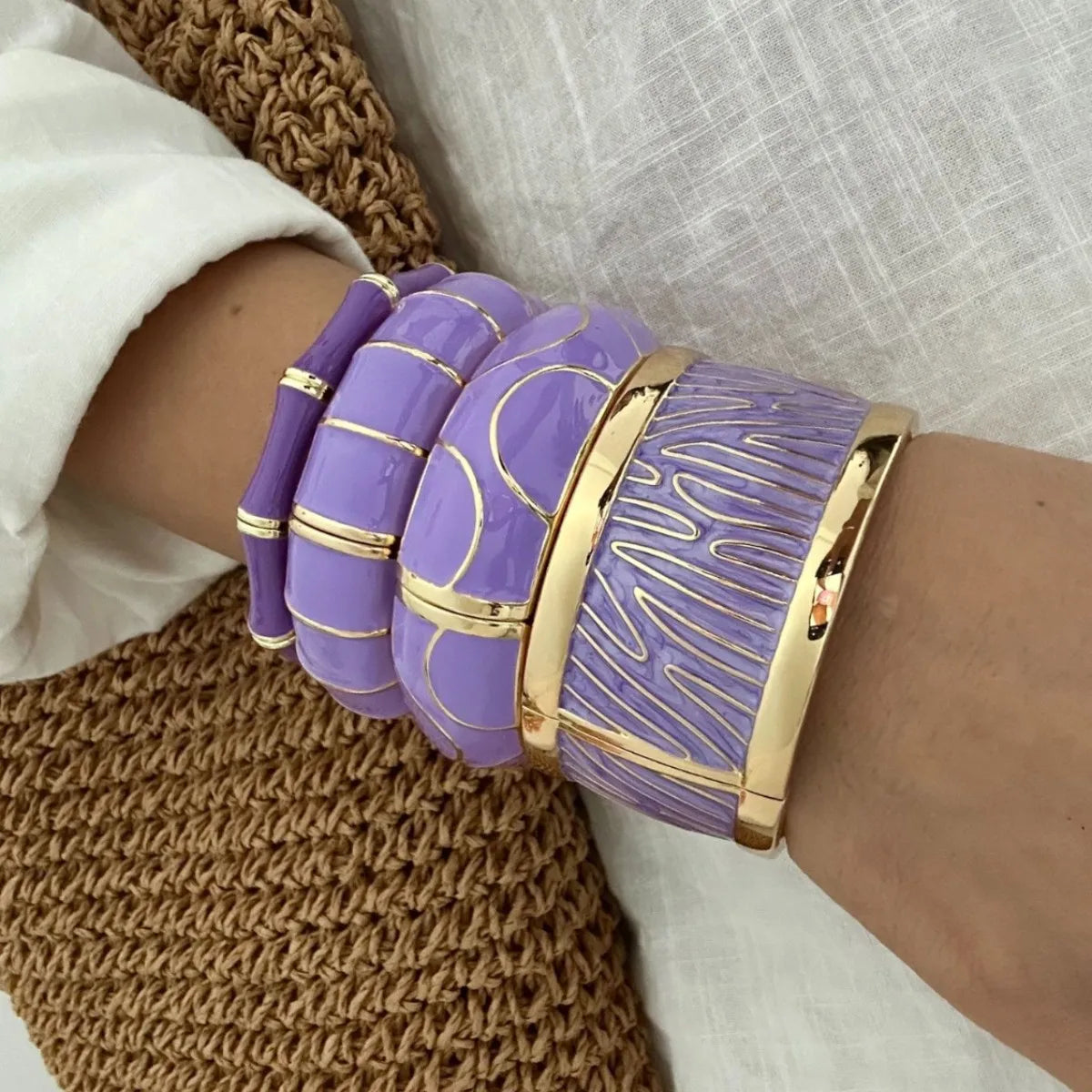 Vintage Purple Dripping Oil Enamel Cuff Bracelet