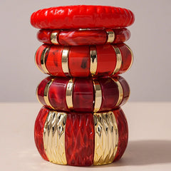 Red Geometric Acrylic Resin Cuff Bracelet