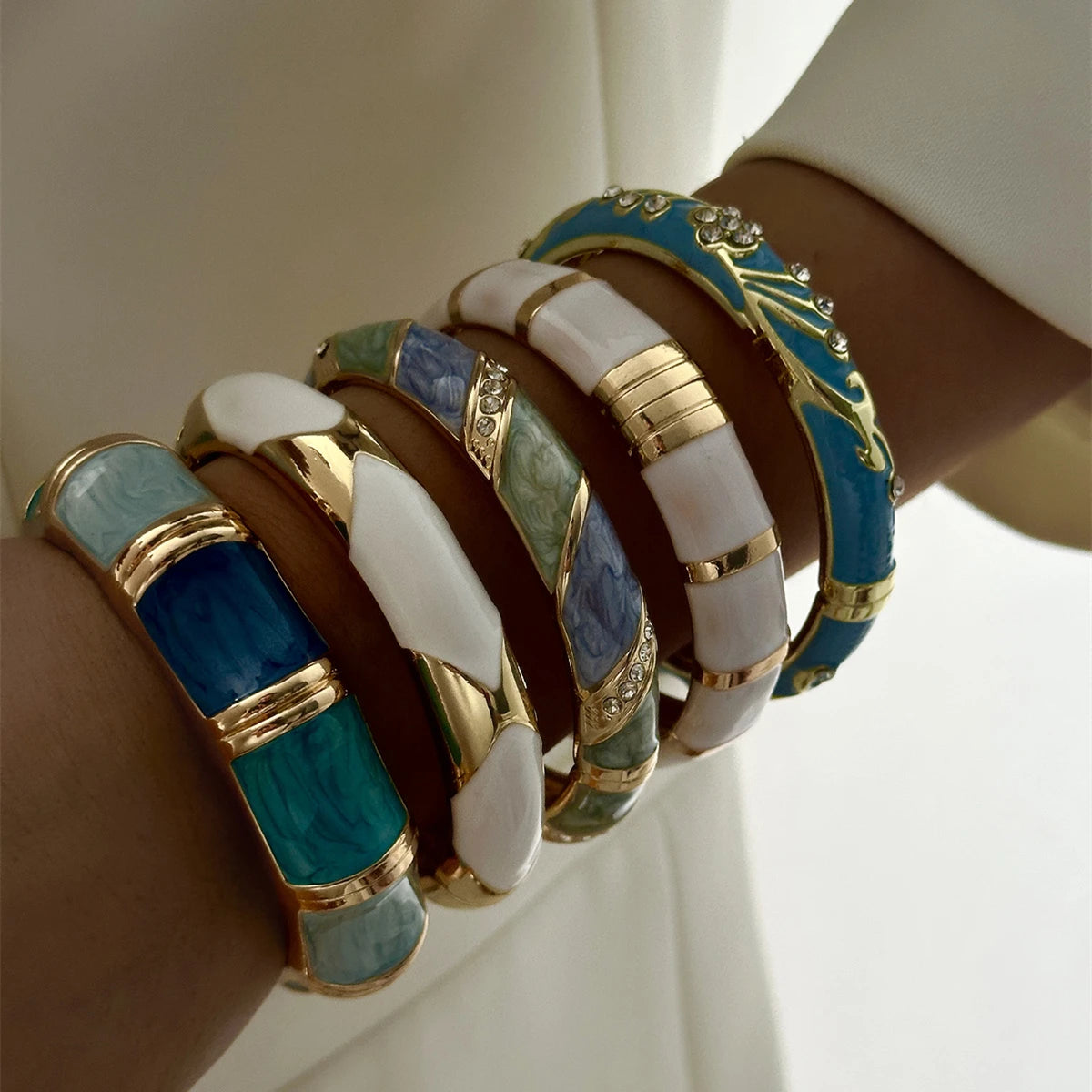 Floral Rhinestone Punk Cuff Bracelet